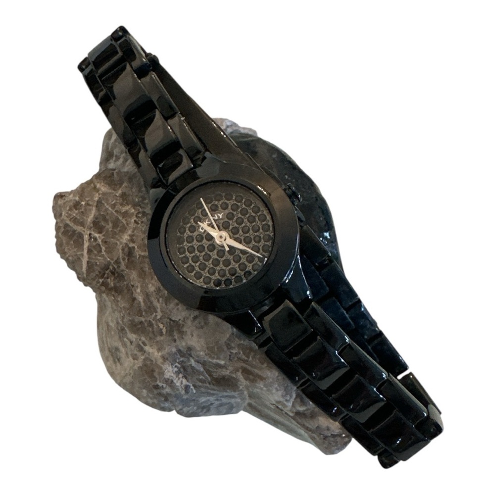 DKNY | Beautiful Black Ceramic Watch / Black Crystal Dial Accents